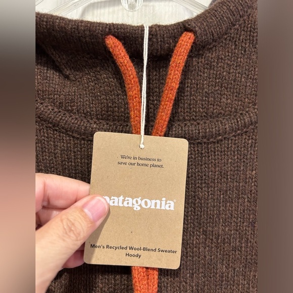 Patagonia Men's Medium Recycled Wool-Blend Sweater Hoody Hoodie Brown NWT - Picture 4 of 10